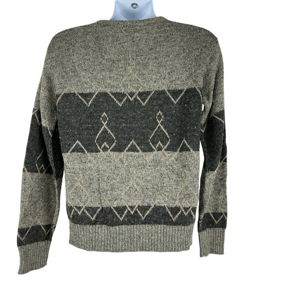 Shoreclub Geometric Knit Sweater Mens Size M Beige And Black Pullover - Picture 7 of 7
